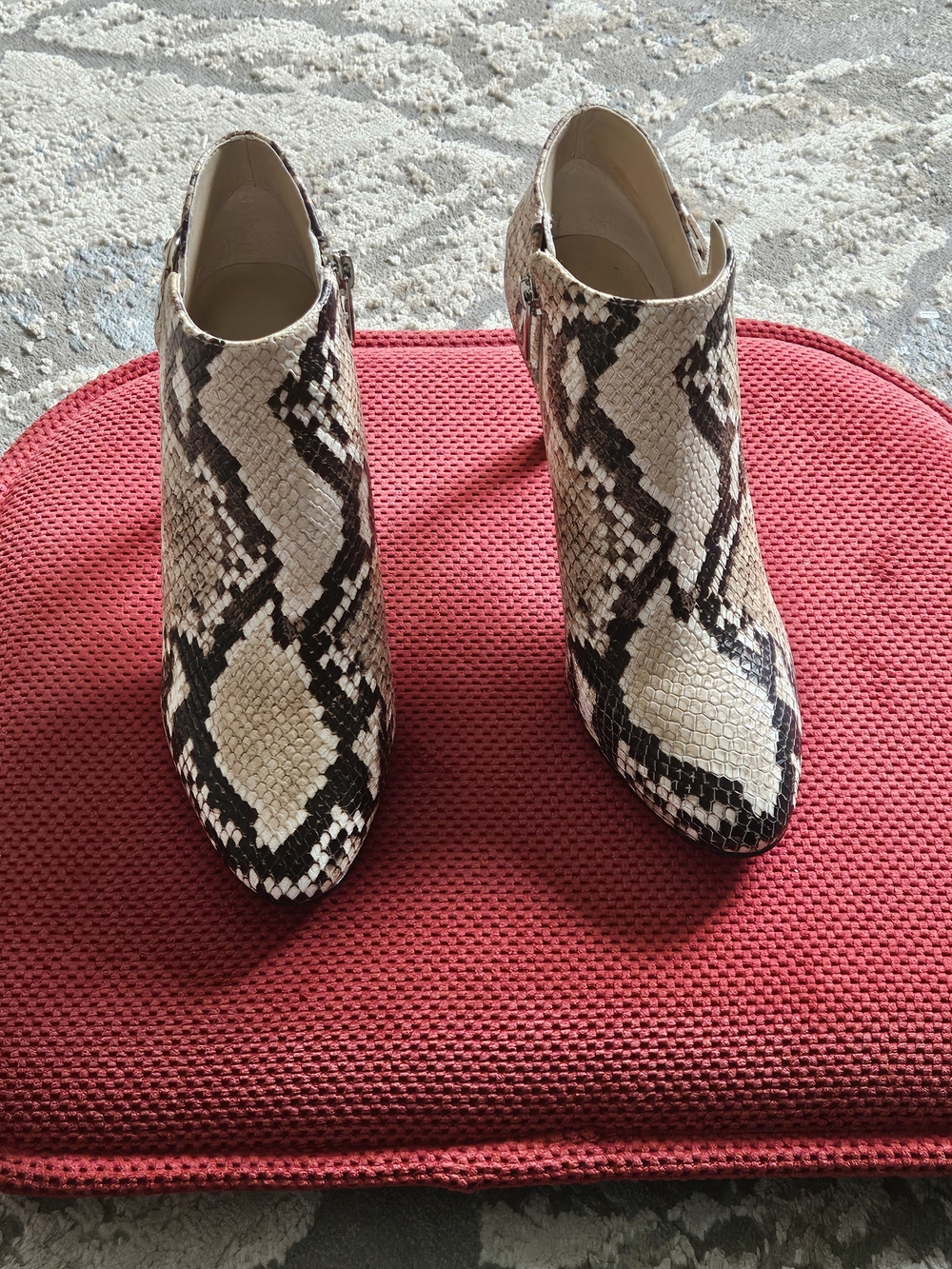 Vince Camuto Snake Print Leather Ankle Boots